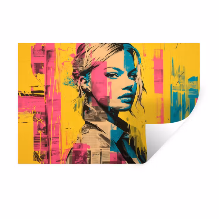 Muursticker - Vrouw - Verfstrepen - Gekleurd — 1