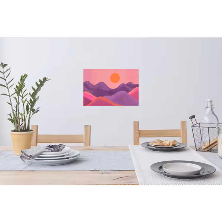 Muursticker - Zon - Heuvels - Paars - Abstract — 3