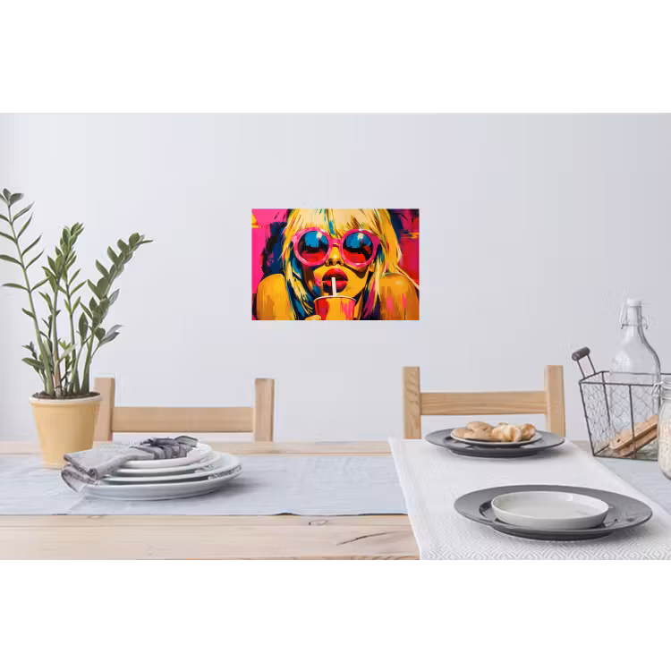 Muursticker - Zonnebril - Roze - Vrouw - Rietje — 3