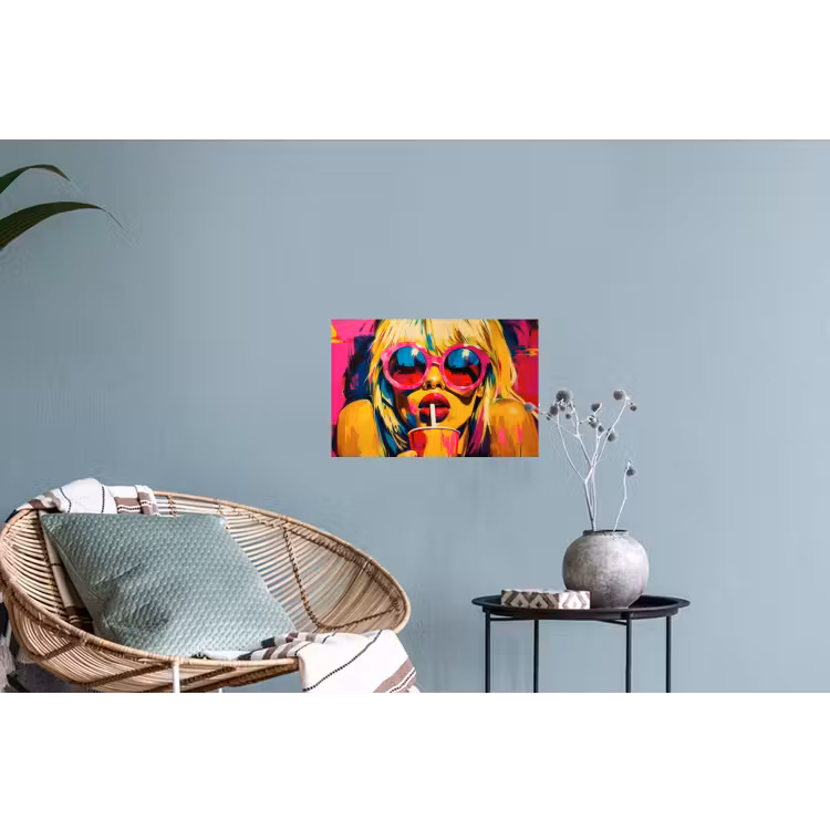 Muursticker - Zonnebril - Roze - Vrouw - Rietje — 4