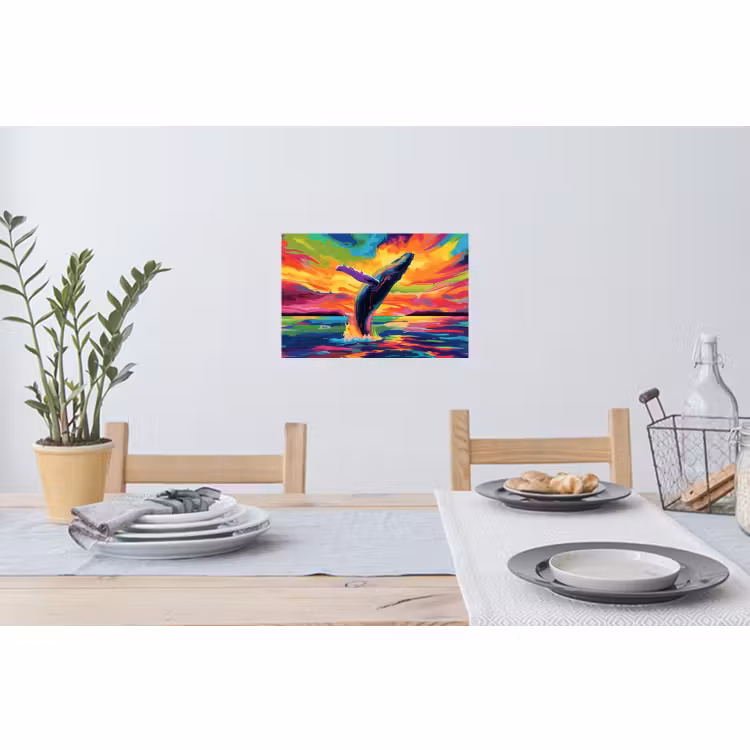 Muursticker - Zonsondergang - Walvis - Geschilderd - Kleurrijk — 3