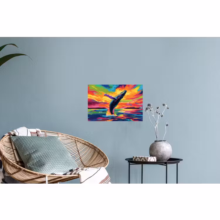 Muursticker - Zonsondergang - Walvis - Geschilderd - Kleurrijk — 4