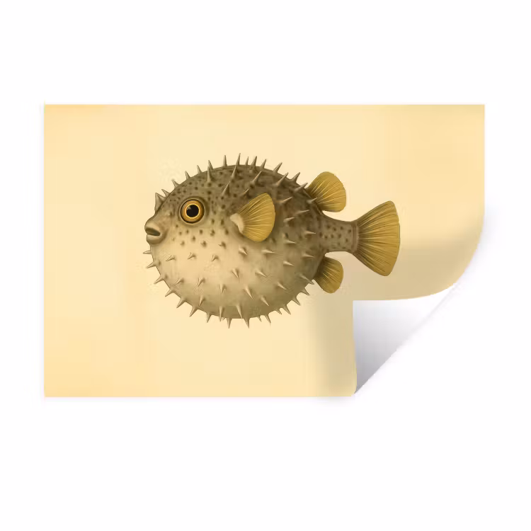 Muursticker - Stekels - Vis - Opgeblazen - Bruin — 1
