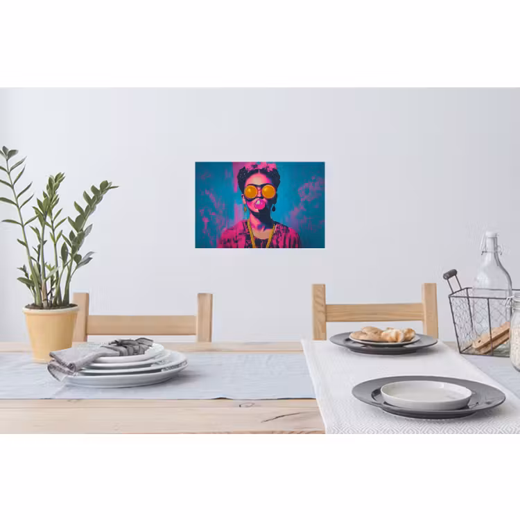 Muursticker - Vrouw - Kauwgom - Zonnebril - Oranje — 3