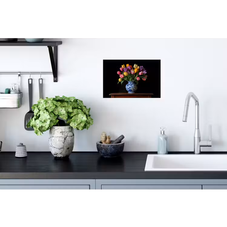 Muursticker - Tulpen - Kleuren - Hout - Vaas — 2