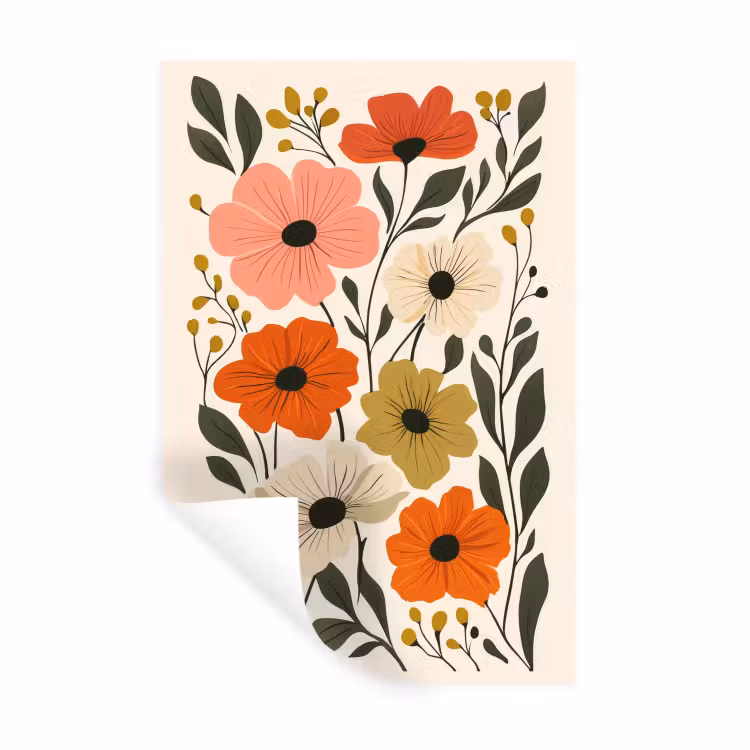 Muursticker - Veldbloemen - Stengels - Blaadjes - Groen — 1