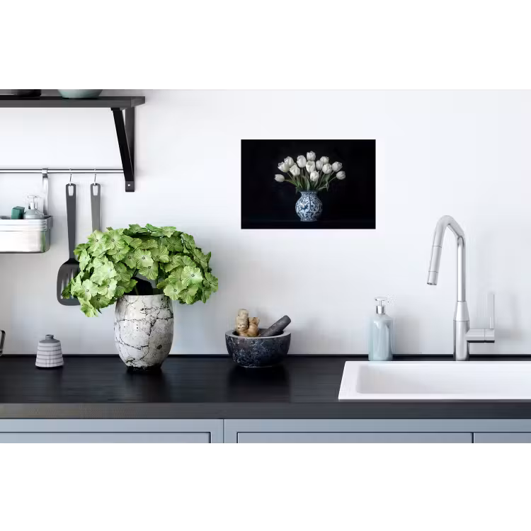 Muursticker - Wit - Bloemen - Tulpen - Vaas — 2