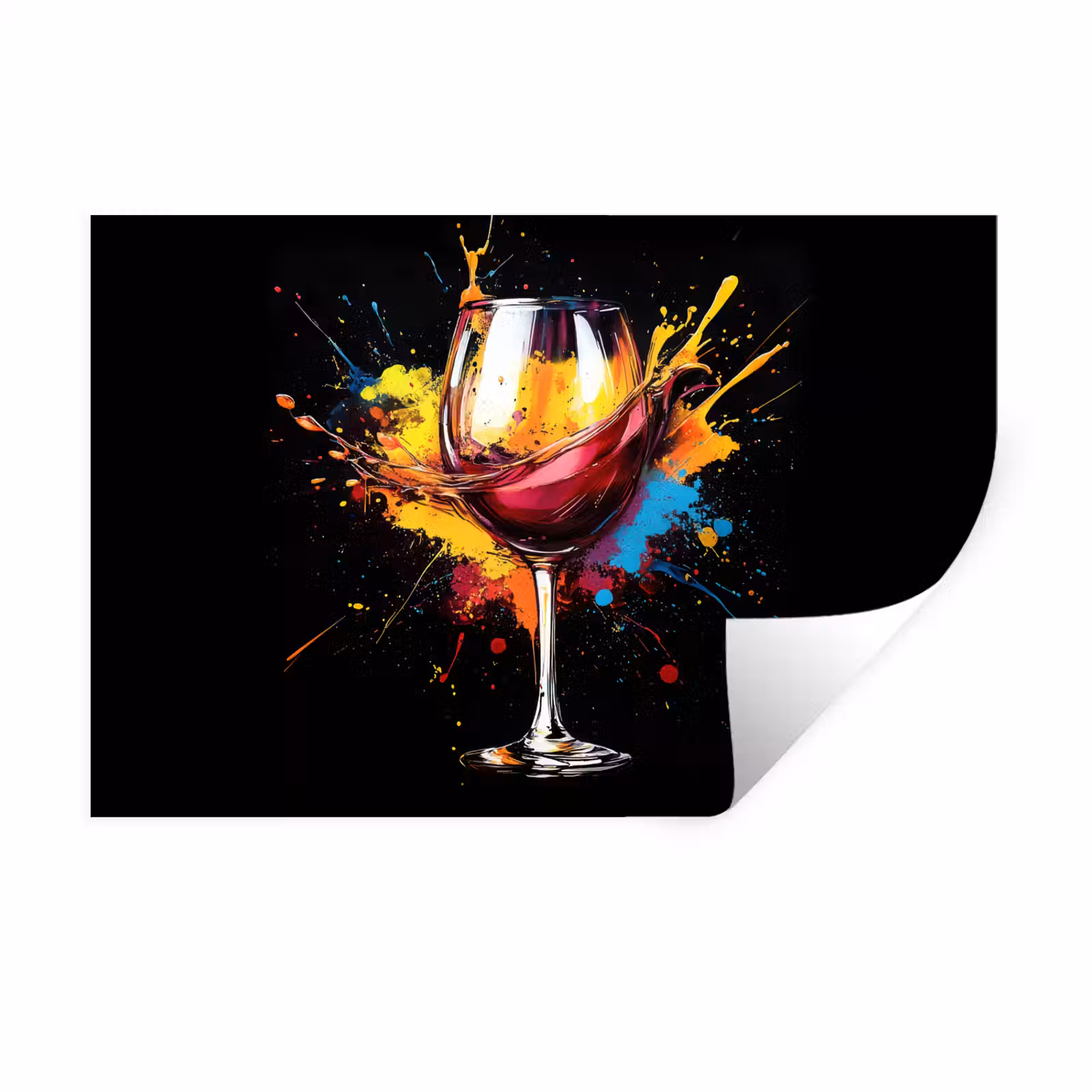 Muursticker - Wijn - Glas - Graffiti - Borrel - Rood - Verf — 1