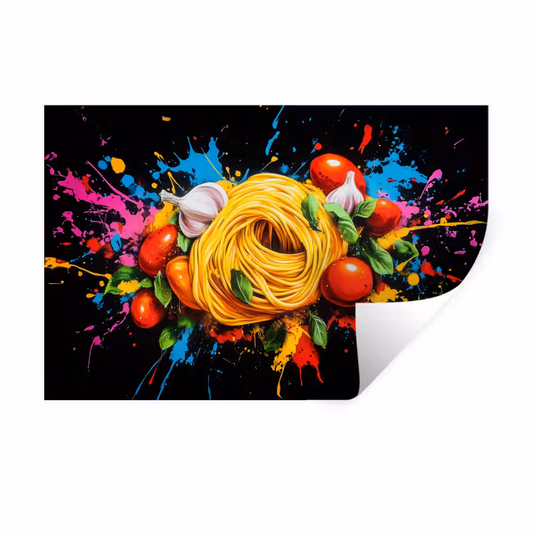 Muursticker - Spaghetti - Graffiti - Verf - Kleurrijk - Eten - Modern — 1