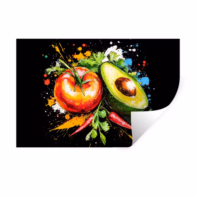 Muursticker - Tomaat - Avocado - Peper - Graffiti - Verf - Modern — 1