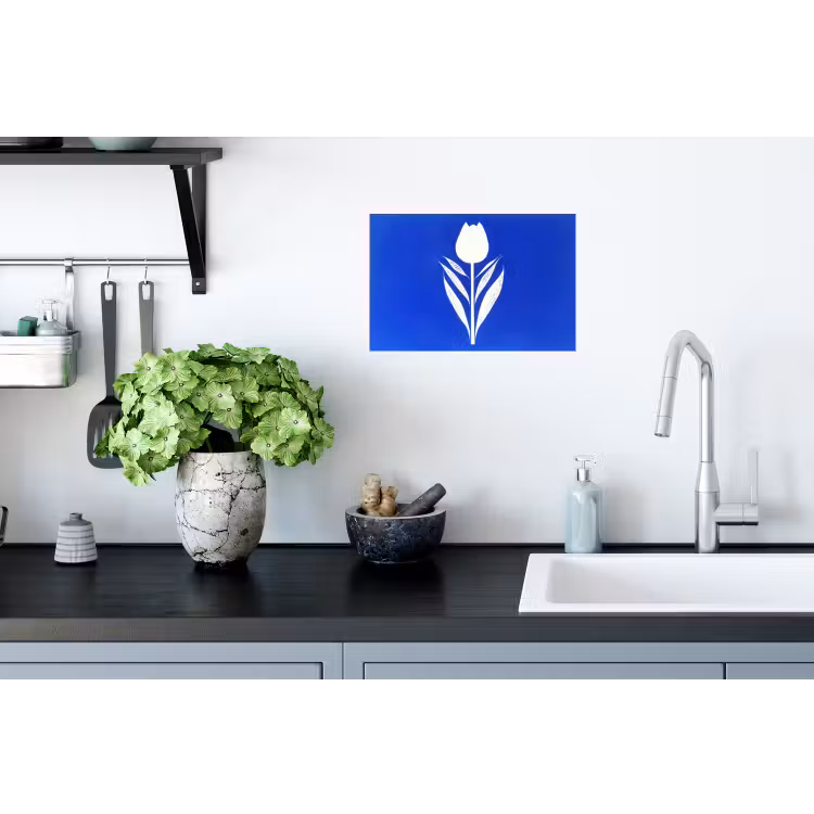 Muursticker - Tulp - Minimalistisch - Bladeren - Wit — 2