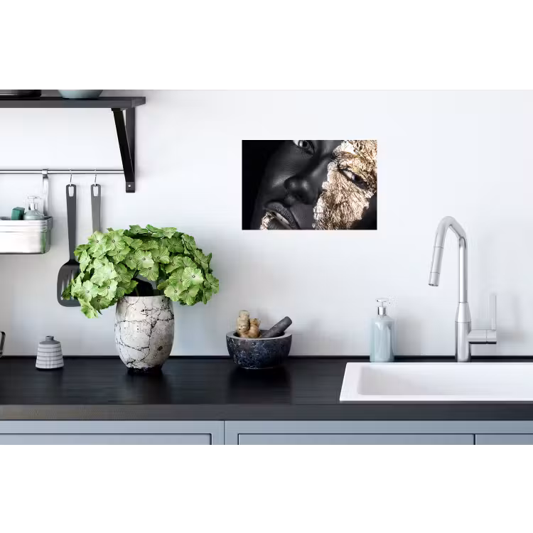 Muursticker - Vrouw - Goud - Zwart - Verf - Luxe — 2
