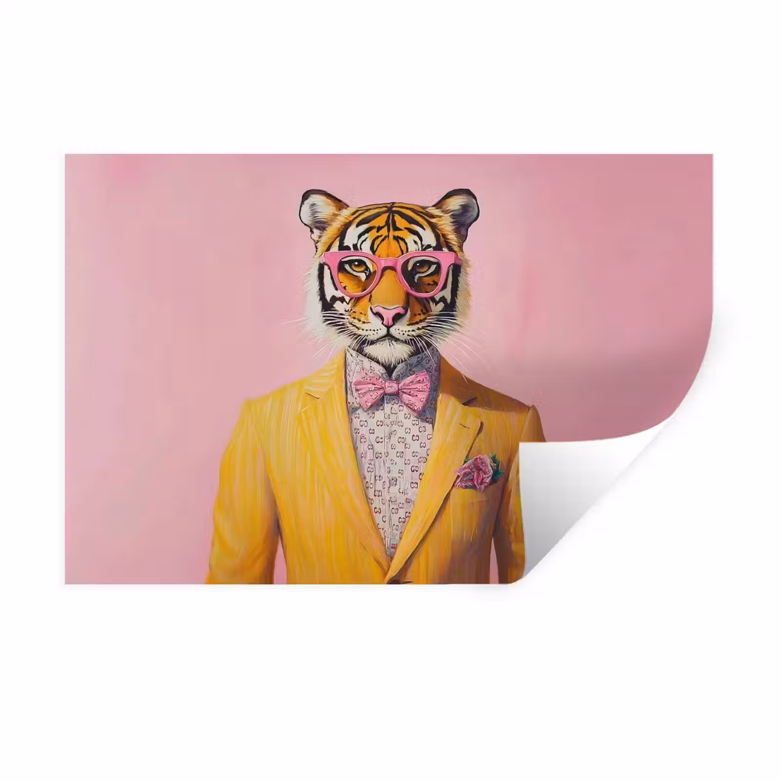 Muursticker - Tijger - Bril - Geel - Jasje — 1