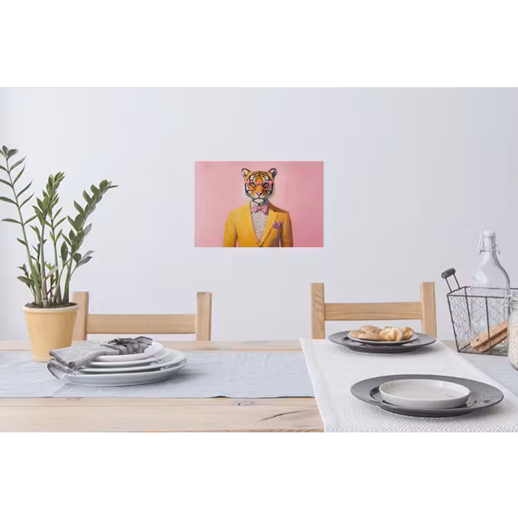 Muursticker - Tijger - Bril - Geel - Jasje — 3