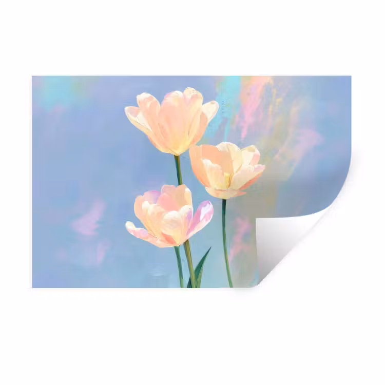 Muursticker - Tulpen - Roze accenten - Blauw — 1
