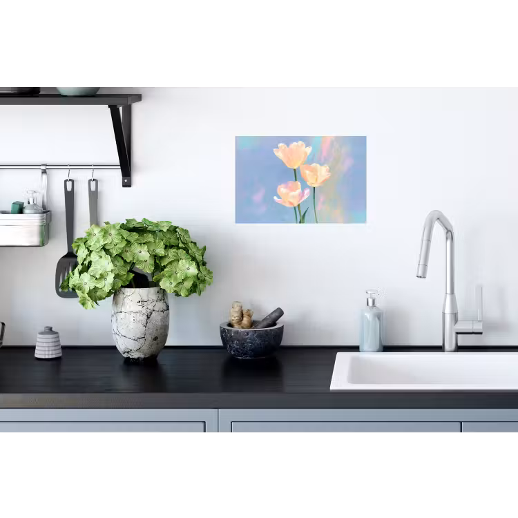 Muursticker - Tulpen - Roze accenten - Blauw — 2