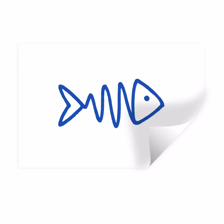 Muursticker - Vis - Minimalistisch - Blauw - Lijn — 1