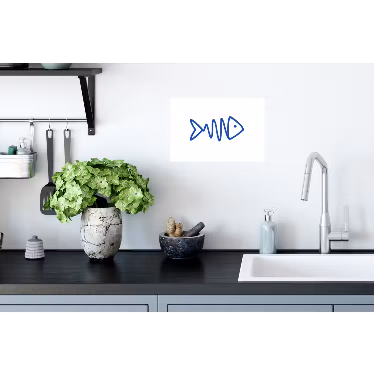 Muursticker - Vis - Minimalistisch - Blauw - Lijn — 2
