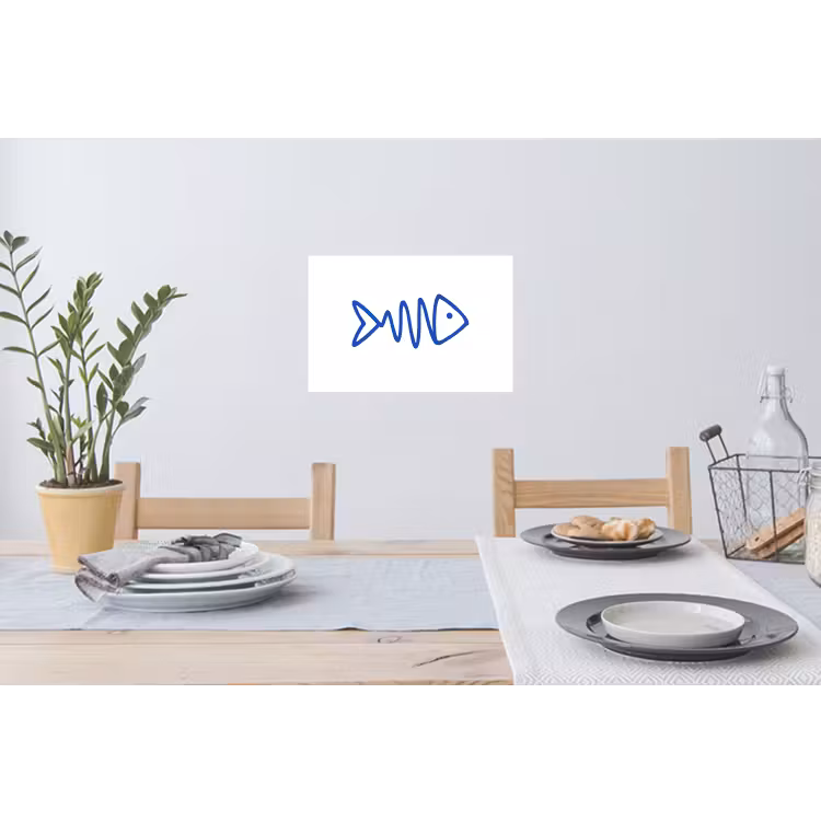 Muursticker - Vis - Minimalistisch - Blauw - Lijn — 3