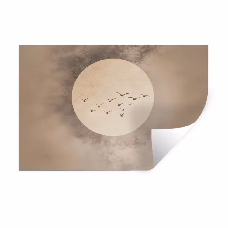 Muursticker - Vogel - Beige - Japandi — 1