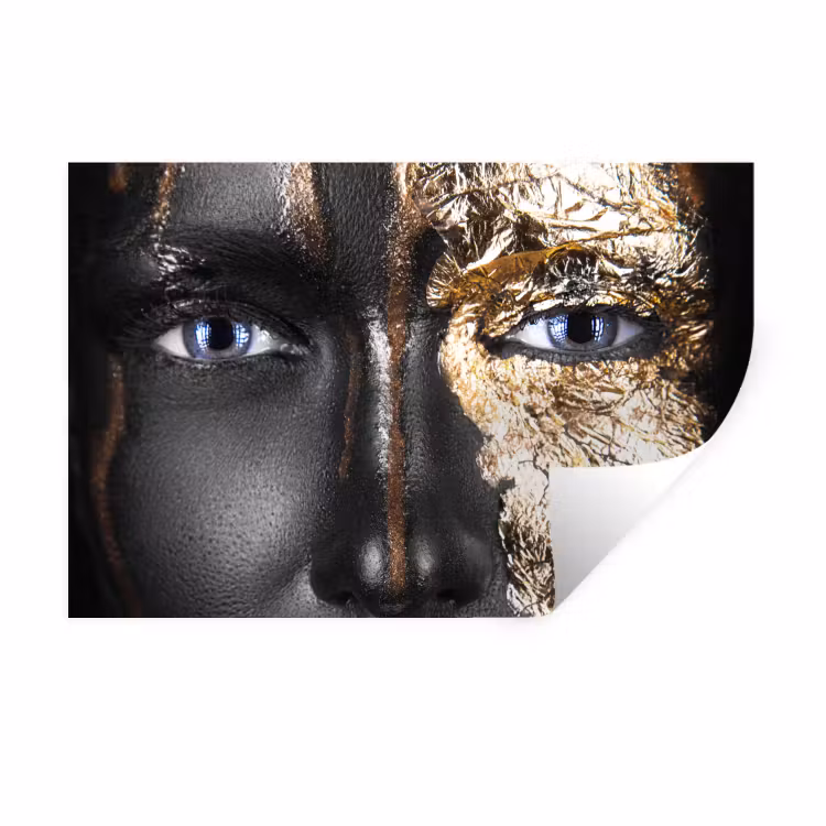 Muursticker - Vrouw - Bladgoud - Zwart - Goud - Luxe — 1