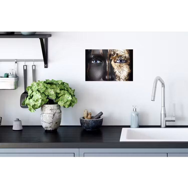 Muursticker - Vrouw - Bladgoud - Zwart - Goud - Luxe — 2