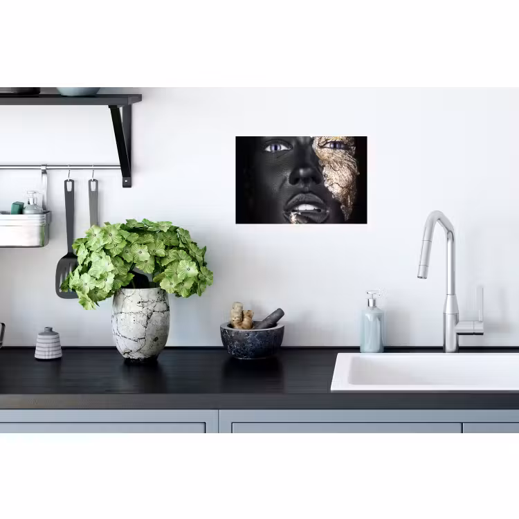 Muursticker - Vrouw - Bladgoud - Zwart - Huid - Luxe — 2