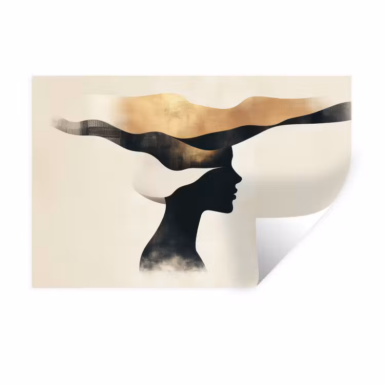 Muursticker - Vrouw - Golven - Zwart — 1