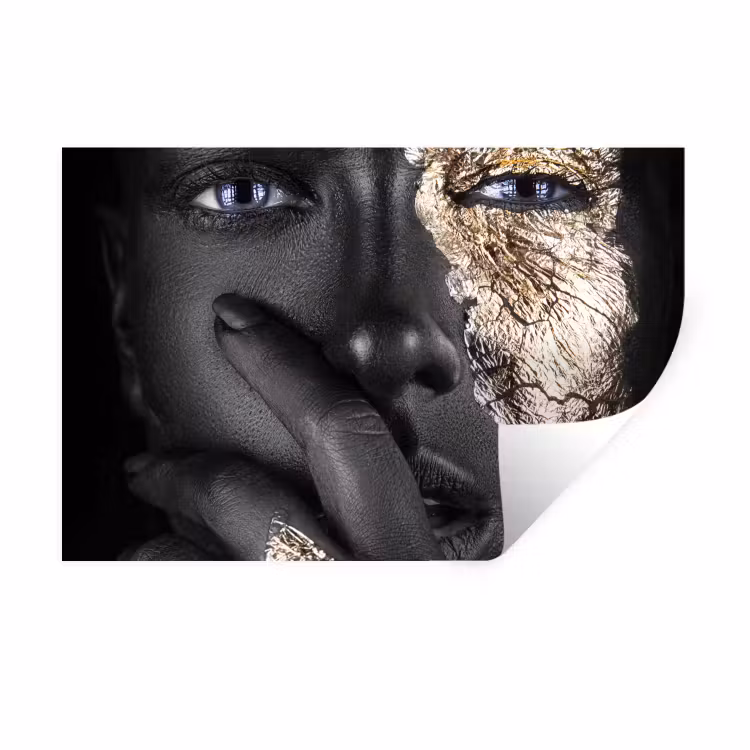 Muursticker - Vrouw - Goud - Zwart - Schmink - Luxe — 1