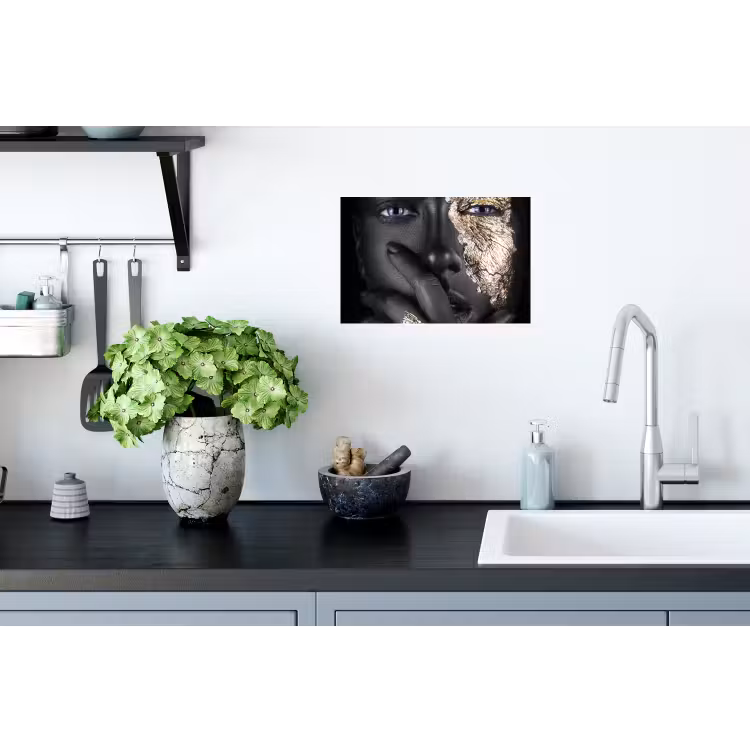 Muursticker - Vrouw - Goud - Zwart - Schmink - Luxe — 2