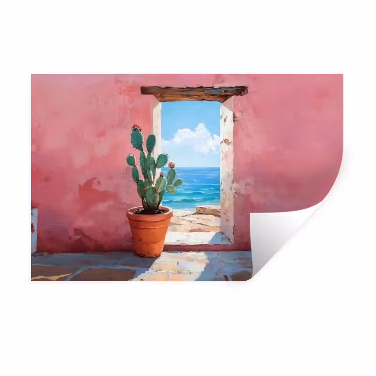 Muursticker - Zee - Roze - Cactus — 1