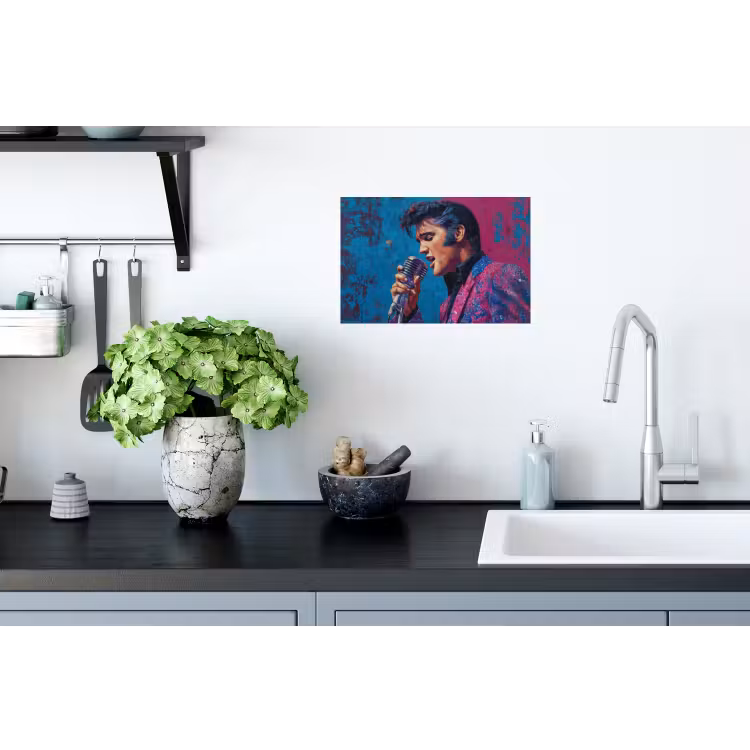 Muursticker - Zingende man - Glitterjas - Microfoon — 2