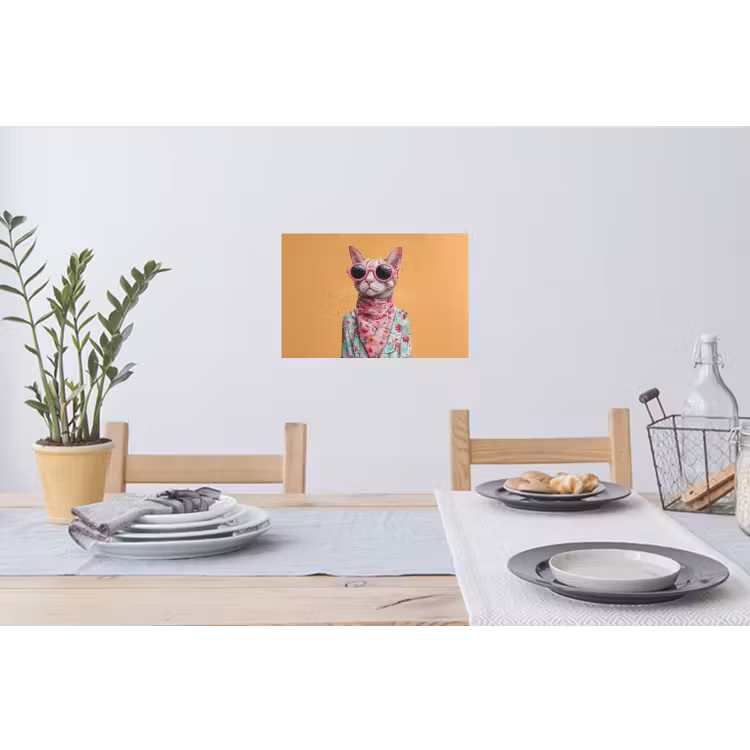 Muursticker - Zonnebril - Kat - Sjaal - Bloemen — 3