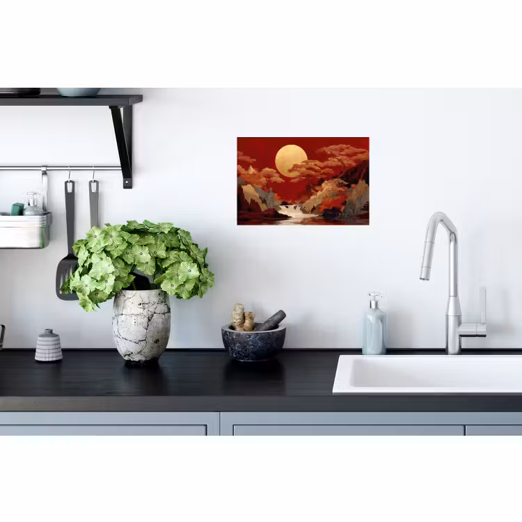 Muursticker - Volle maan - Landschap - Waterval — 2
