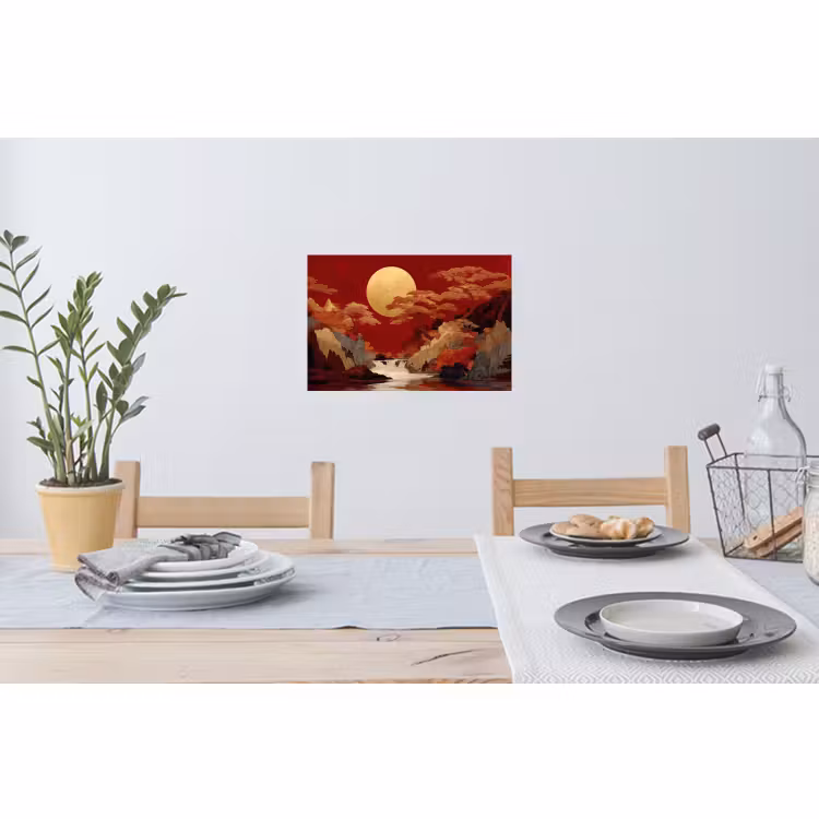 Muursticker - Volle maan - Landschap - Waterval — 3