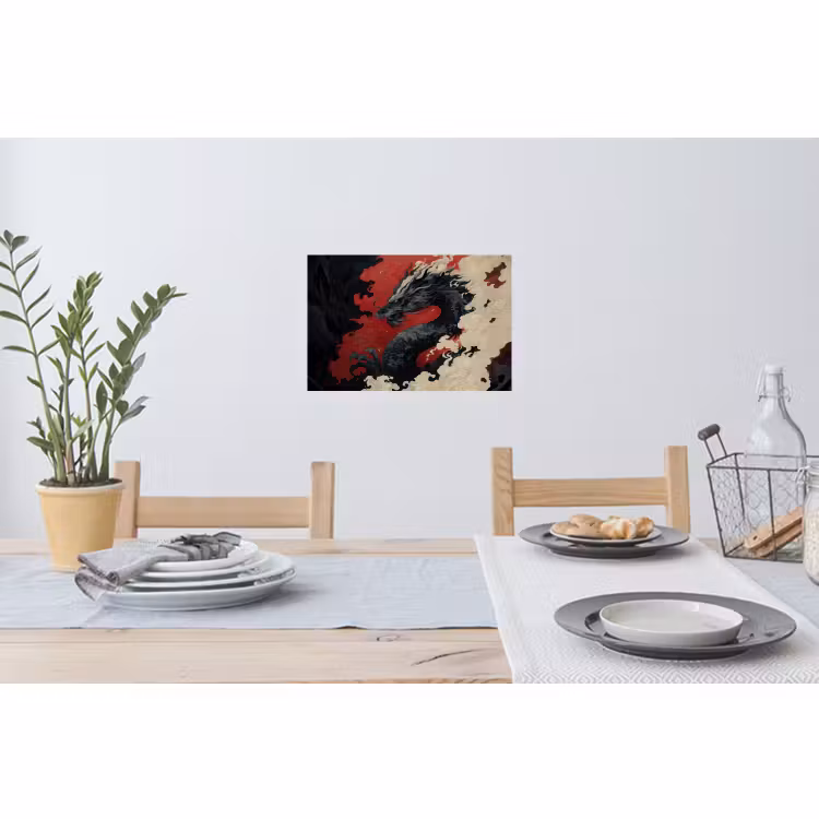 Muursticker - Zwarte draak - Rookwolken - Rood — 3