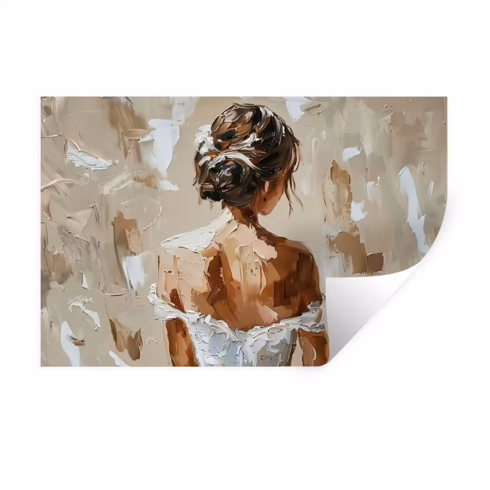 Muursticker - Vrouw - Verf - Abstract - Beige - Modern — 1