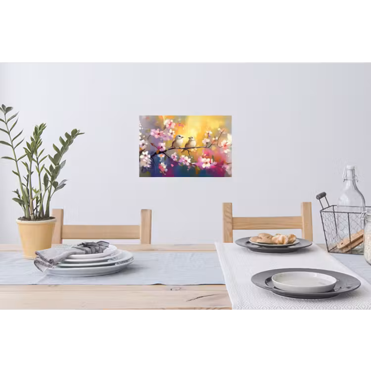 Muursticker - Vogels - Bloemen - Roze — 3