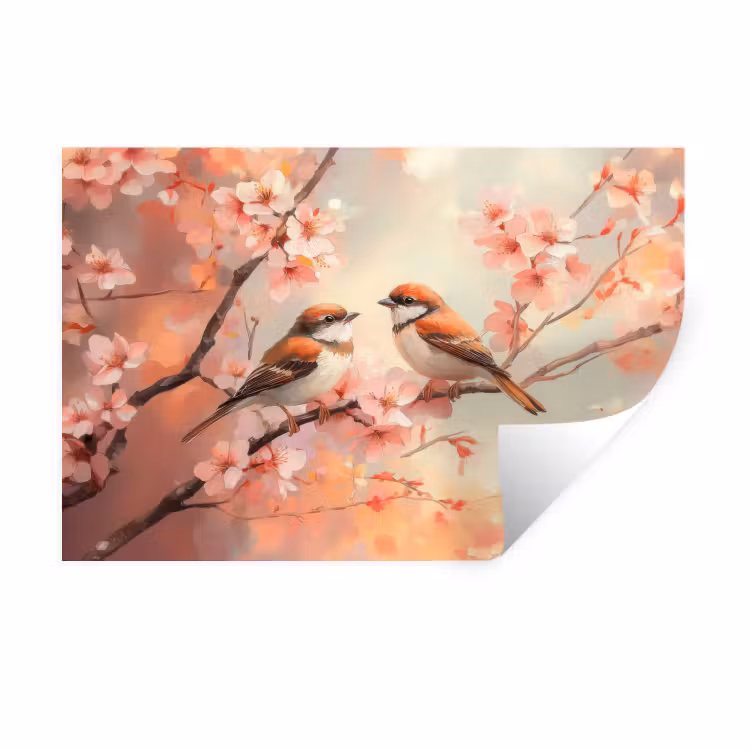 Muursticker - Vogels - Romantic - Bloesemtak — 1