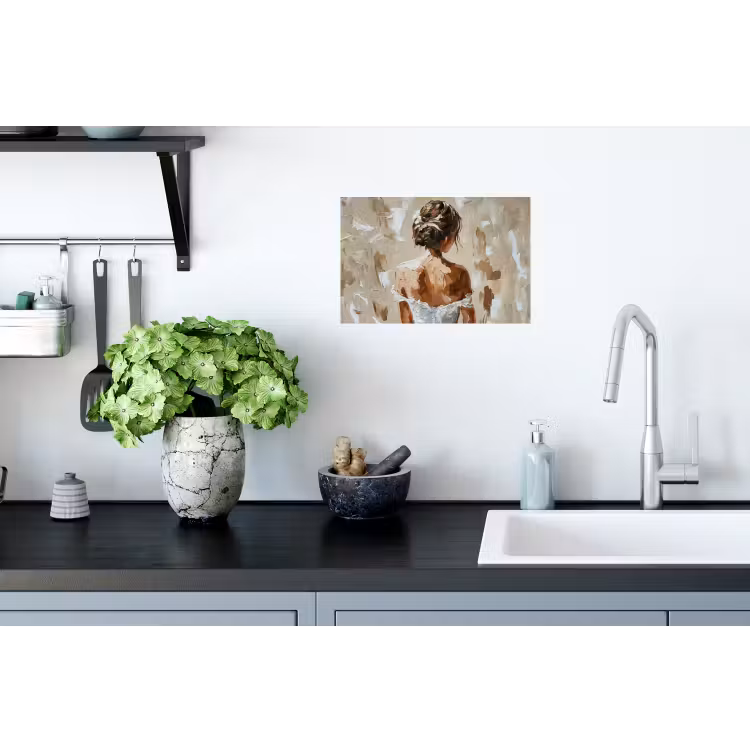 Muursticker - Vrouw - Verf - Abstract - Beige - Modern — 2