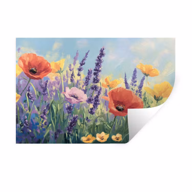 Muursticker - Weide - Bloemen - Kleurrijk — 1