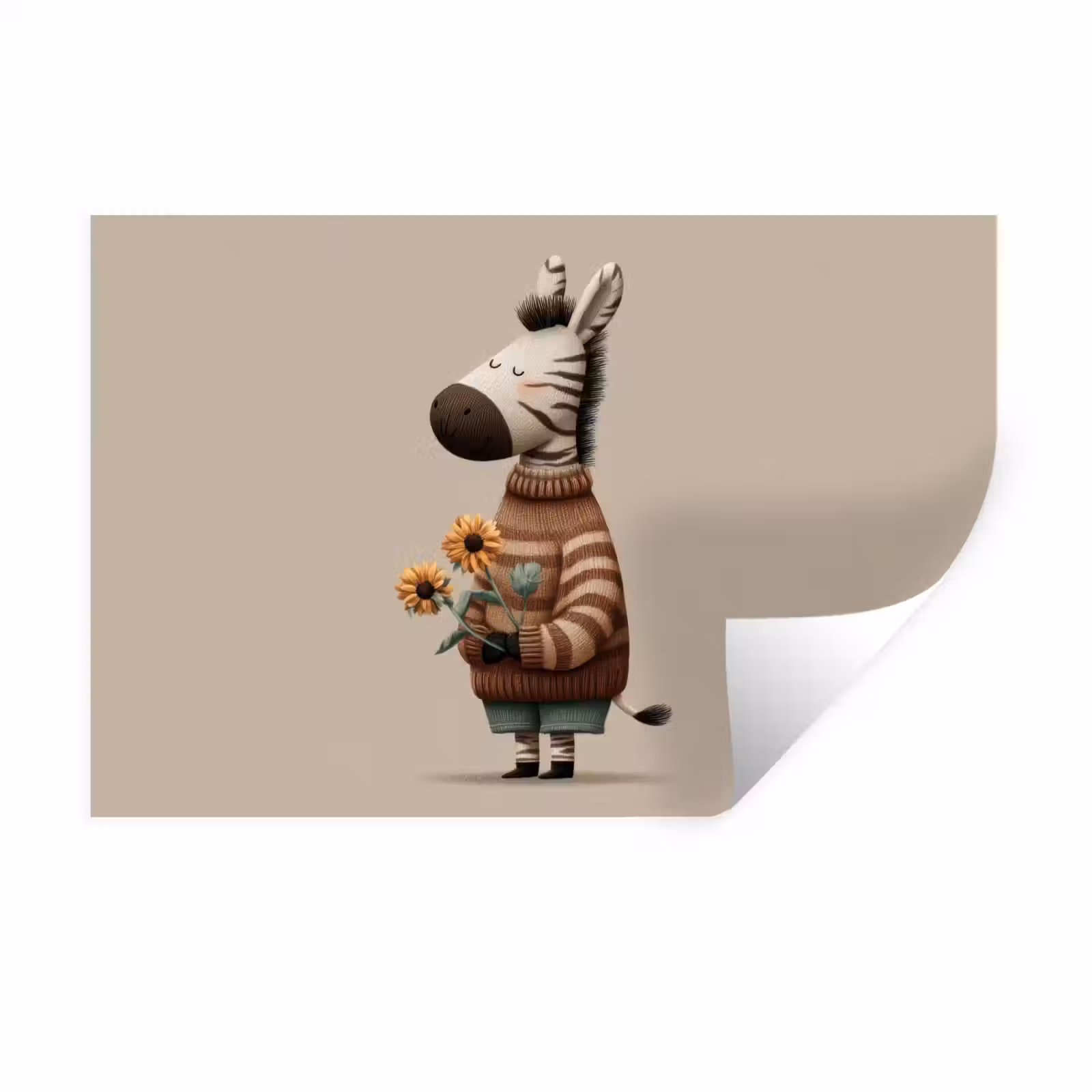 Muursticker - Zebra - Zonnebloemen - Warm — 1