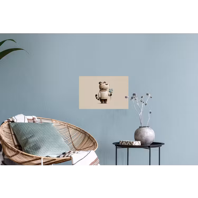 Muursticker - Tijger - Blauwe bloemen - Rustig — 4