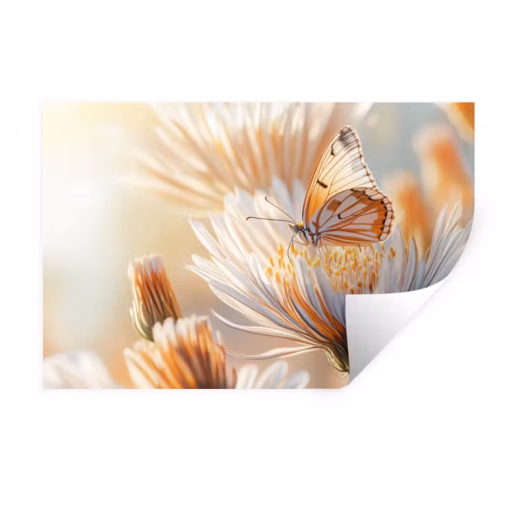 Muursticker - Vlinder - Bloem - Oranje — 1