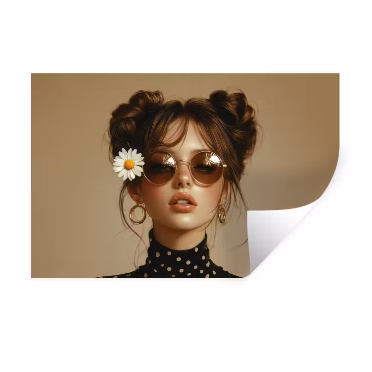 Muursticker - Vrouw - Beige - Bloem - Modern - Portret — 1