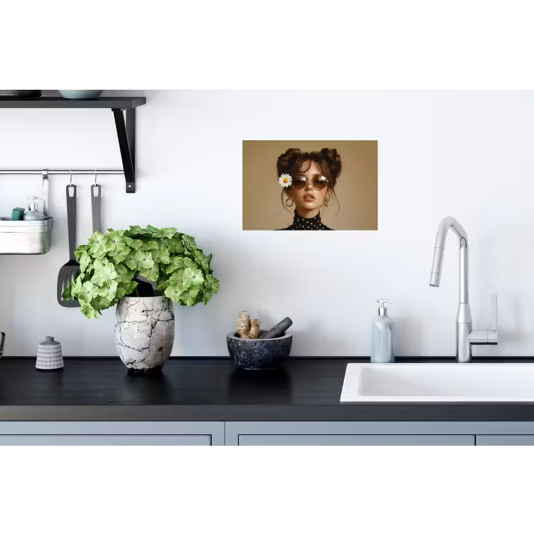Muursticker - Vrouw - Beige - Bloem - Modern - Portret — 2