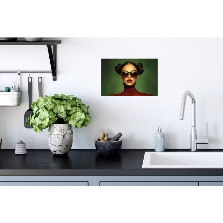 Muursticker - Vrouw - Groen - Bril - Aesthetic - Modern — 2