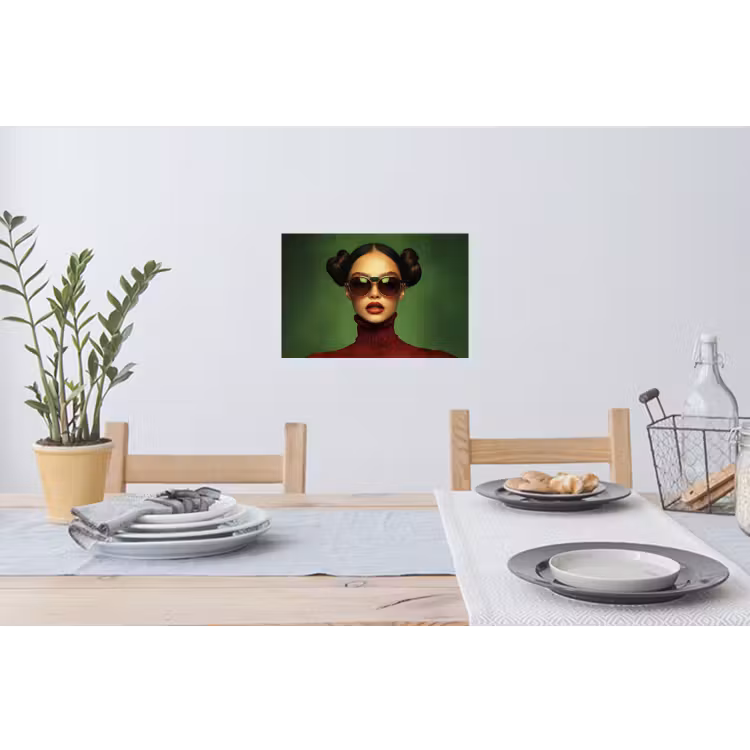 Muursticker - Vrouw - Groen - Bril - Aesthetic - Modern — 3