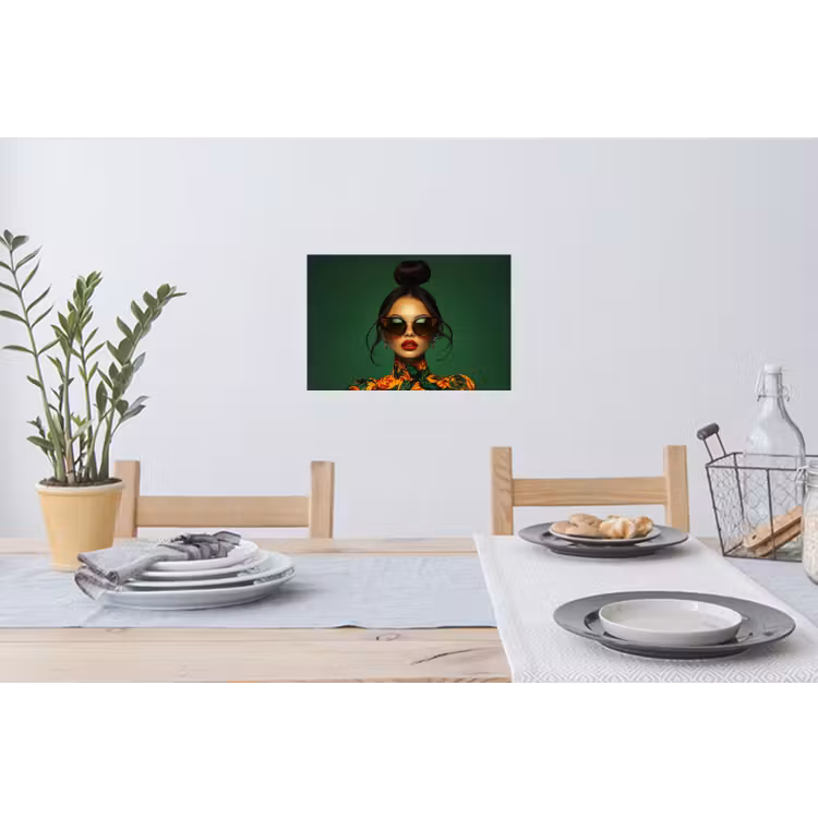 Muursticker - Vrouw - Groen - Modern - Bril - Abstract — 3
