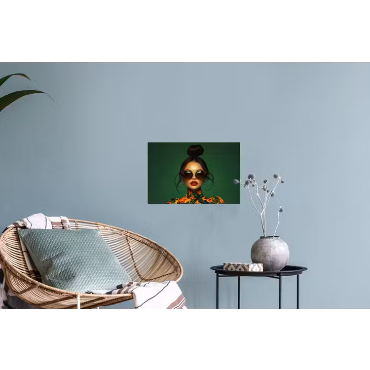 Muursticker - Vrouw - Groen - Modern - Bril - Abstract — 4